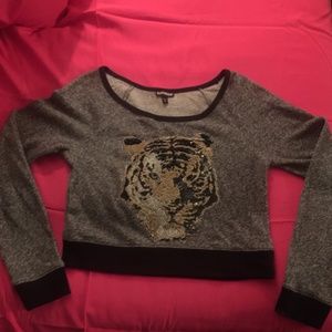 Express Sequence Grey Tiger Sweater